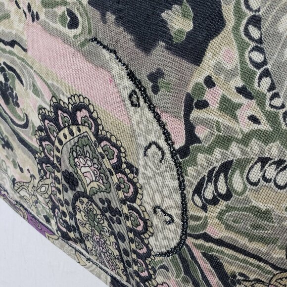 Elegantissimo Firenze Knit Pullover Top Silk Wool Cashmere Paisley Beaded sz XL - Picture 4 of 11